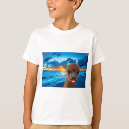 Camiseta crianças tee básico alpaca na praia obrigado você