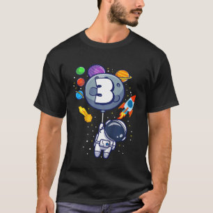 Camiseta Crianças Terceiro Astronauta de 3 Anos
