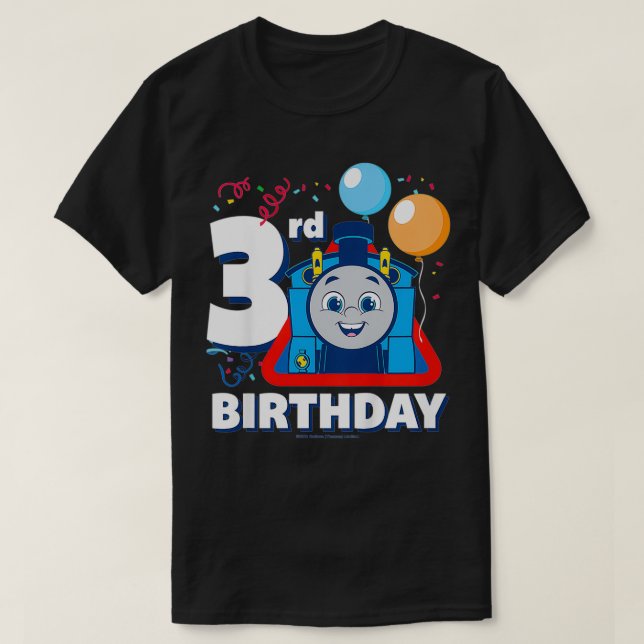 Camiseta Crianças Thomas e Amigos Feliz aniversário de 3 an (Frente do Design)