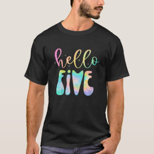 Camiseta Crianças Tie Dye Alô 5 de 5 Anos Aniversário Gi