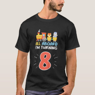 Camiseta Crianças, todos a bordo, estou virando 8 comboios