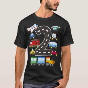 Camiseta Crianças Transporte de 2 anos Aniversário Comboio