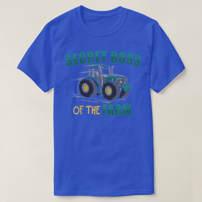 Camiseta Crianças Trator Boy Young Farmer Secret Chefe Do F (Frente do Design)