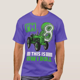 Camiseta Crianças Trator de Fazenda Verde 8º Aniversário Pr