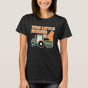 Camiseta Crianças Trator Eu Sou 4 Anos Menino Trator Fazend