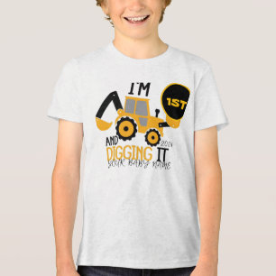 Camiseta Crianças Três 3 anos 3º aniversário Construção Men