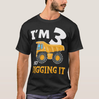 Camiseta Crianças Três aniversário de 3 anos de Construção