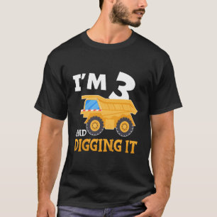 Camiseta Crianças Três aniversário de 3 anos de Construção 