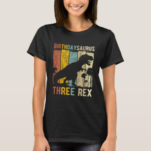 Camiseta Crianças Três aniversário de 3 anos Rex Dinossauro