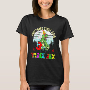 Camiseta Crianças Três aniversário de 3 anos Rex Dinossauro