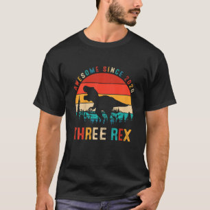 Camiseta Crianças Três aniversário de 3 anos Rex Oferecem T