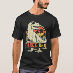 Camiseta Crianças Três aniversário de 3 anos Rex Terceir
