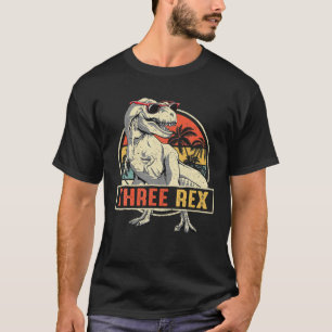 Camiseta Crianças Três aniversário de 3 anos Rex Terceir