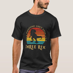 Camiseta Crianças Três aniversário de 3 anos Rex Terceiro D