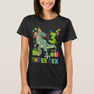 Camiseta Crianças Três aniversário de 3 anos Rex Terceiro D