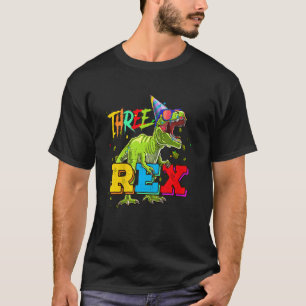 Camiseta Crianças Três aniversário de 3 anos Rex Terceiro D