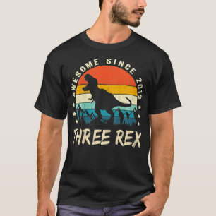 Camiseta Crianças Três aniversário de 3 anos Rex Terceiro D