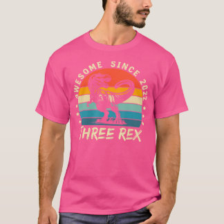 Camiseta Crianças Três aniversário de 3 anos Rex Terceiro D