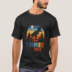 Camiseta Crianças Três aniversário de 3 anos Rex Terceiro D