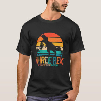 Camiseta Crianças Três aniversário de 3 anos Rex Terceiro D