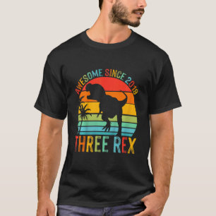 Camiseta Crianças Três aniversário de 3 anos Rex Terceiro D