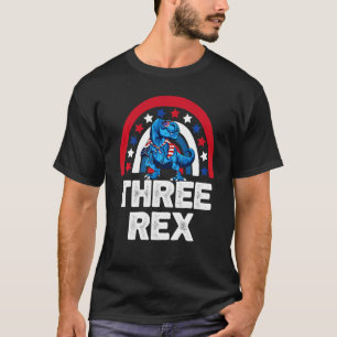 Camiseta Crianças Três Rex aniversário de 3 anos 3 Anos Din