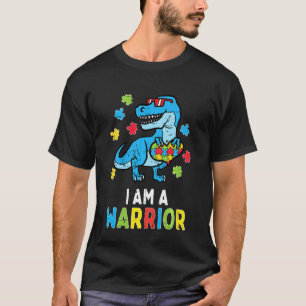 Camiseta Crianças Trex Dino Eu Sou Um Guerreiro Meninos Tod