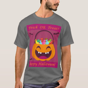 Camiseta Crianças Trick ou Tratam Candies com Pumpkin & Bat