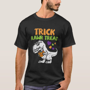 Camiseta Crianças Trick Rawr Treat Dinosaur Trex Toddler Bo