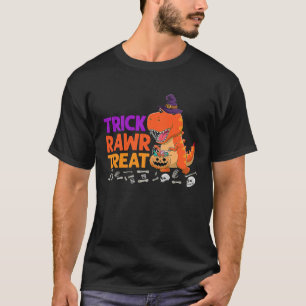 Camiseta Crianças Trick Rawr Treat Dinosaur Trex Toddler Bo