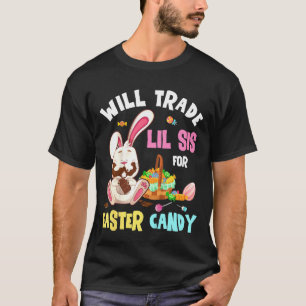 Camiseta Crianças Trocarão Irmã Lil Por Páscoa De Coelhinho