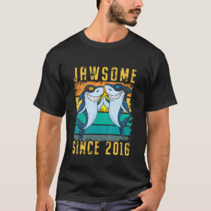 Camiseta Crianças Tubarão 5 de Aniversário, 5 Anos, desde 2
