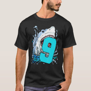 Camiseta Crianças Tubarão 9º Aniversário Garoto Oceano de 9