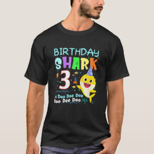Camiseta Crianças Tubarão-Bebê 3 Anos aniversário de 3