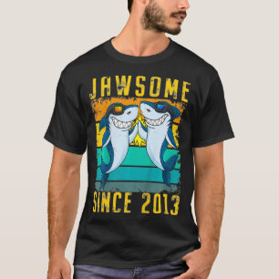 Camiseta Crianças Tubarão de 8 Anos de Aniversário desde 2