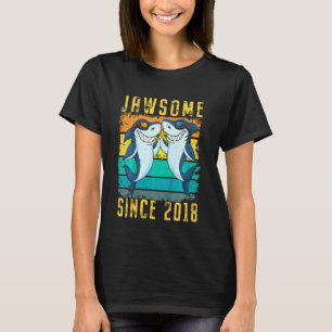 Camiseta Crianças Tubarão de Quarto Aniversário, 4 Anos, Ja