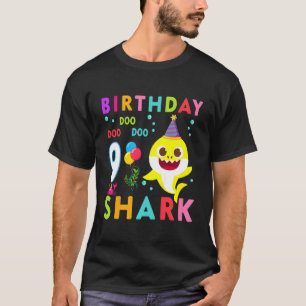 Camiseta Crianças Tubarão-Fato-De-Cama 9º Aniversário Garot
