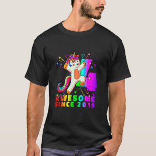 Camiseta Crianças Unicorn 4 Aniversário 4 Anos Incrível des
