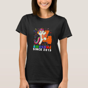 Camiseta Crianças Unicorn 4 Aniversário 4 Anos Incrível des