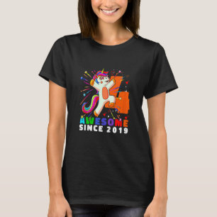 Camiseta Crianças Unicorn 4 Aniversário 4 Anos Incrível des