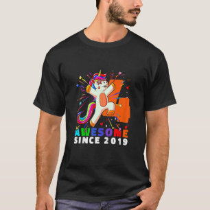Camiseta Crianças Unicorn 4 Aniversário 4 Anos Incrível des