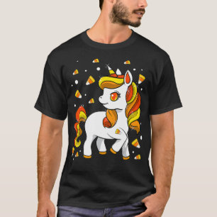 Camiseta Crianças Unicorn Candy Corn Girls Halloween