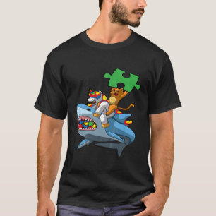 Camiseta Crianças Unicorn Gato Ancestrando Autismo de Tuba