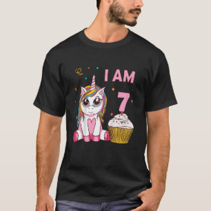 Camiseta Crianças Unicórnio Criatura mítica I Am 7 anos b