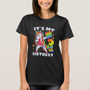 Camiseta Crianças Unicórnio, Rapariga de Aniversário, 3 ano