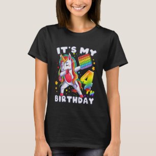 Camiseta Crianças Unicórnio, Rapariga de Aniversário, 4 ano