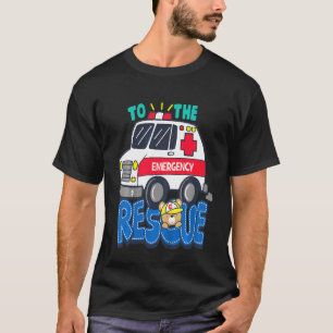 Camiseta Crianças Urso Ambulância Veículo Luzes Sirenes Res