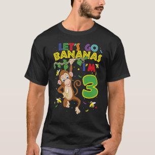 Camiseta Crianças, Vamos de macaco, aniversário de 3 anos Z