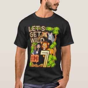 Camiseta Crianças Vamos sejam selvagens sou 7 Safari Animal