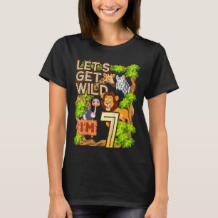 Camiseta Crianças Vamos sejam selvagens sou 7 Safari Animal
